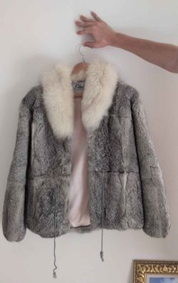 Vintage Kamal Rabbit Fur Jacket With Satin Lining, Size Small