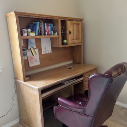 Desk Real Wood And Leather Chair