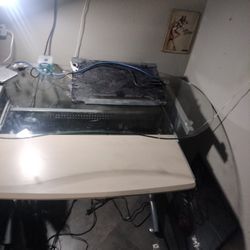 Computer, Laptop Study, Student,School,Teen, College , Gaming Desk With Sliding Shelf Glass Metal Wood