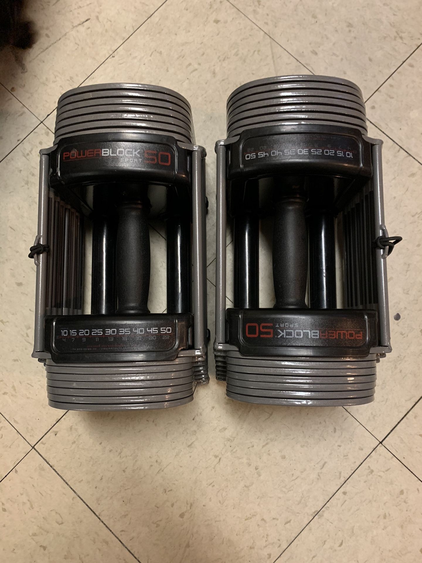 Dumbbells, Adjustable. PowerBlock 50.