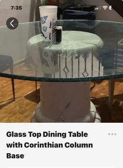 Glass top dinning room table with base