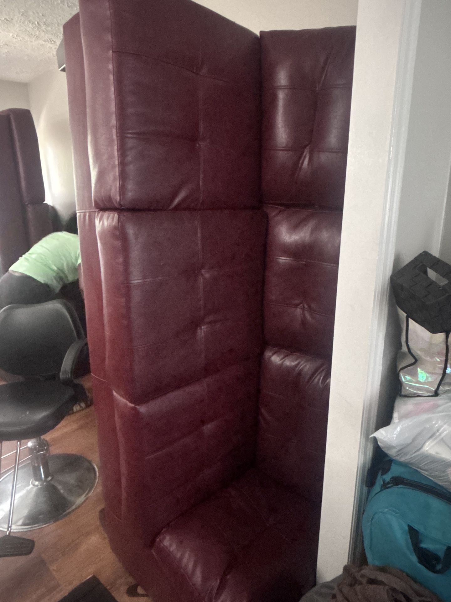 Red L Shape Leather Couch