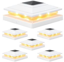 Solar Post Cap Lights 6-Pack, White IP64 Water/Weather Proof