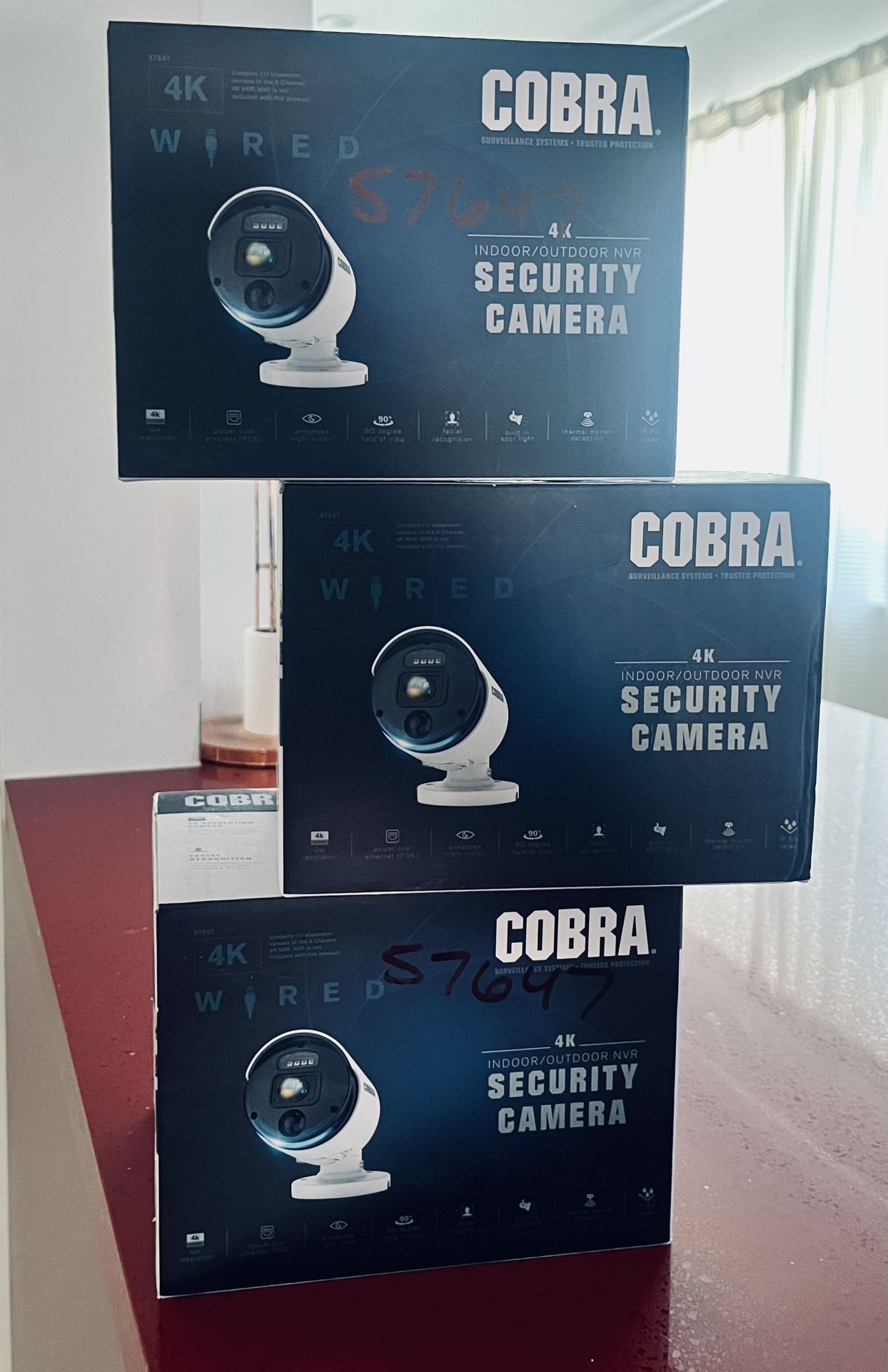 3 Cobra Security 4k Cameras With NVR Included 