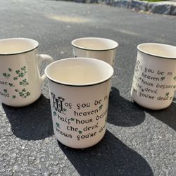Carrigdhoun Ireland Pottery – Tea / Coffee Mugs Cups – May You Be In Heaven NEW in box. Set of 4 