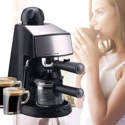 Semi-automatic steam espresso machine with 240ml water tank, capable of making latte, mocha and cappuccino