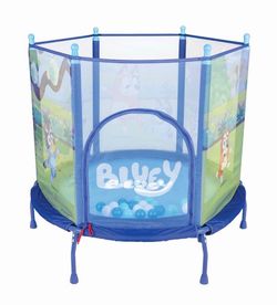 Bluey 4' Kids Trampoline with Soft Play Balls Brand New in Box Only $79.99