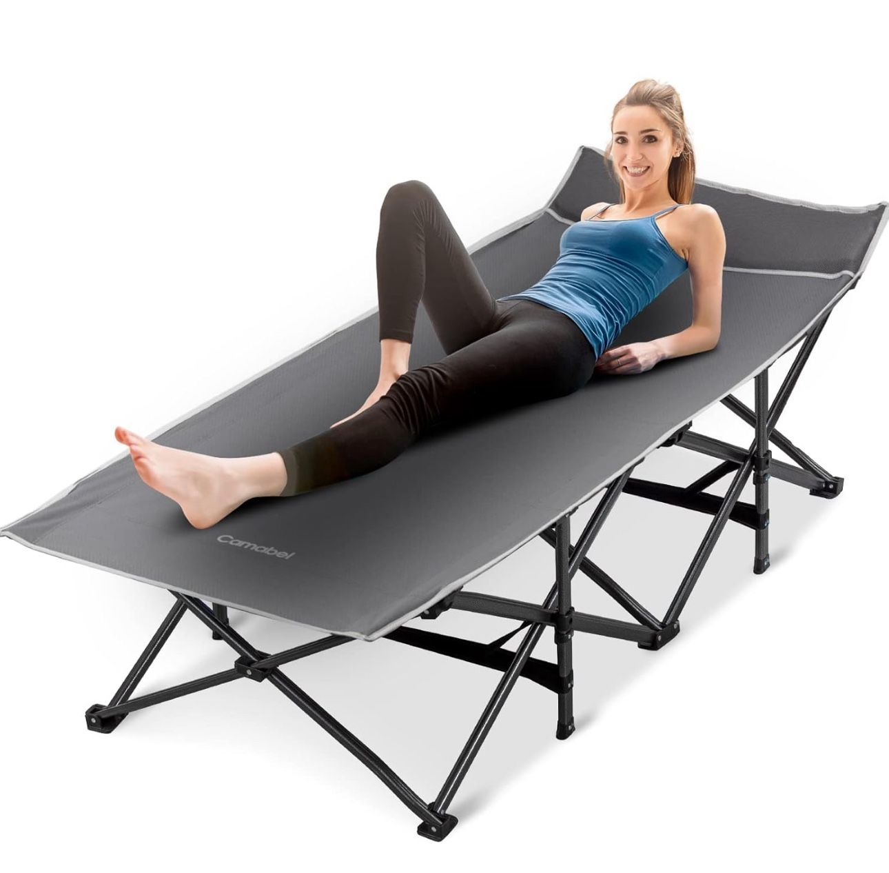 Camabel Folding Camping Cots for Adults Heavy Duty 79”x31” Extra Wide Potable Sleeping Cots for Adults Supports 400 LBS Cot Bed for Backpacking Travel