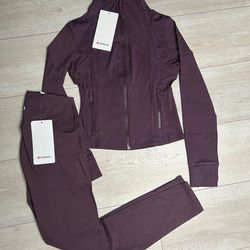 purple lululemon define cropped set
