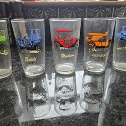 Vintage 50s-60s Antique Vehicle Glasses And Whisky Tumblers. 16 Total