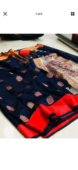 Linen weaving work saree