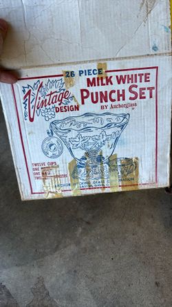 Milk, white punch bowl set
