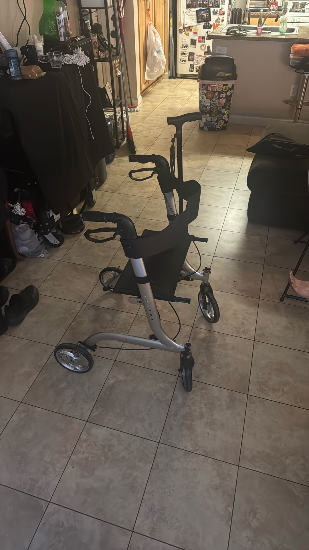 Walker / Rollator With Adjustable Cane Combo