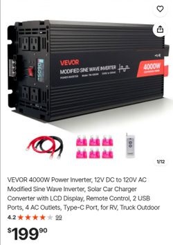 VEVOR 4000W Modified Sine Wave Power Inverter