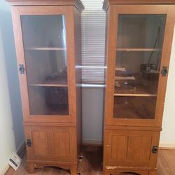 Matching glass door curio cabinets