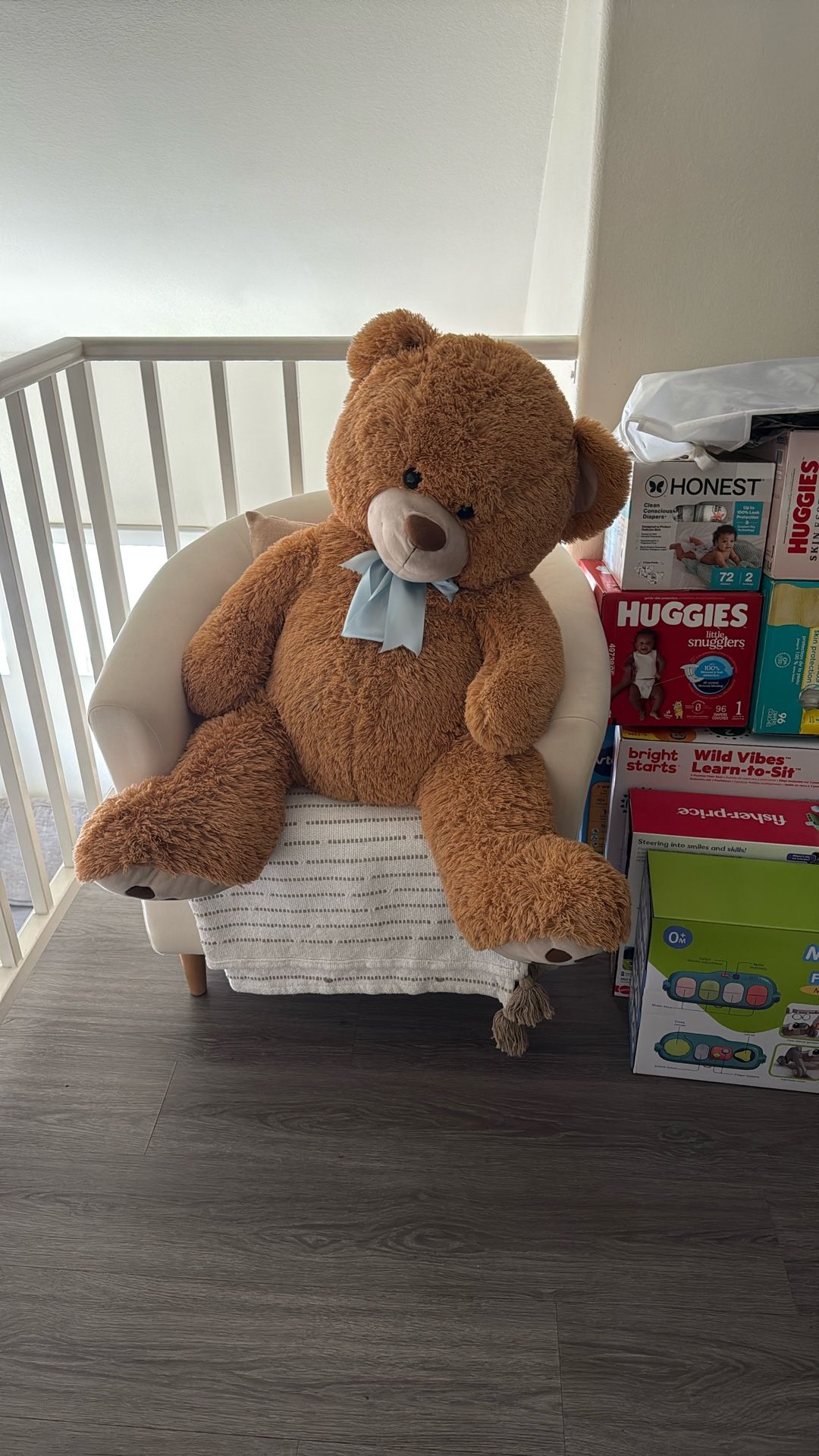 Big Teddy Bear 52", Fluffy Life Size Stuffed Animal 4.3ft for Baby Shower, Giant Plush Gift for Kids, Girlfriend, Boyfriend, Dark Brown