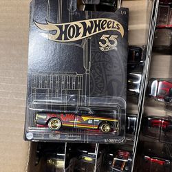 2023 Hot Wheels 55th Anniversary Series 1/6 67 Chevy C10 Black with Gold 5 Spokes