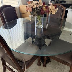 Real glass and wood table and chairs