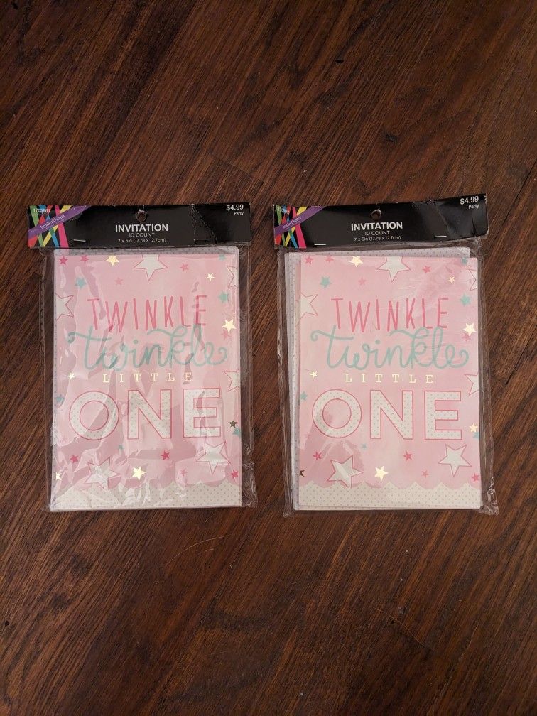 Twinkle Twinkle Little First Birthday Girl Invitations