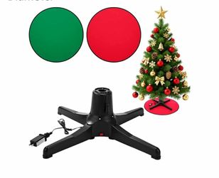 360 Degree Rotating Christmas Tree Stand with 30'' Mat Electric Revolving Base Stand Holder for up to 7.5ft Spinning Xmas Tree with Built-in Electrica