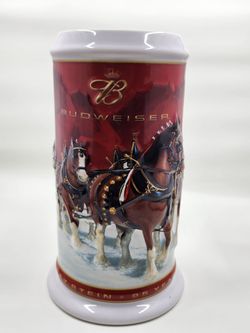 BEER MUG 2004 BUDWEISER HOLIDAY STEIN 25th ANNIVERSARY CLYDESDALE ANHEUSER BUSCH