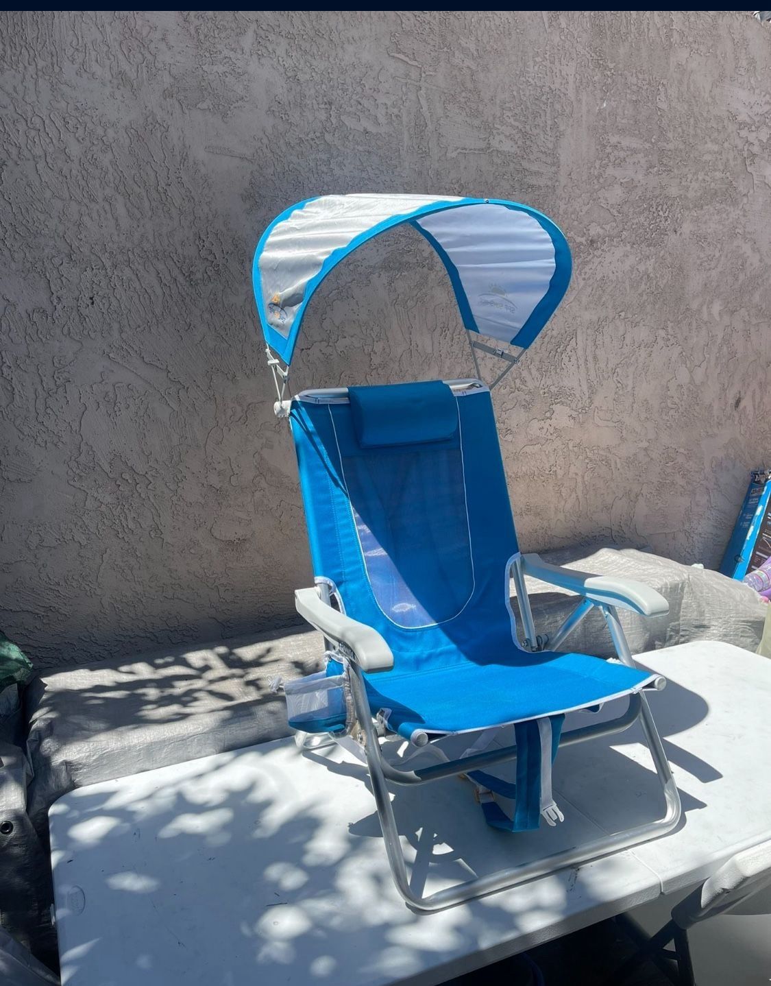 Outdoor SunShade Backpack Beach Chair Reclining Low