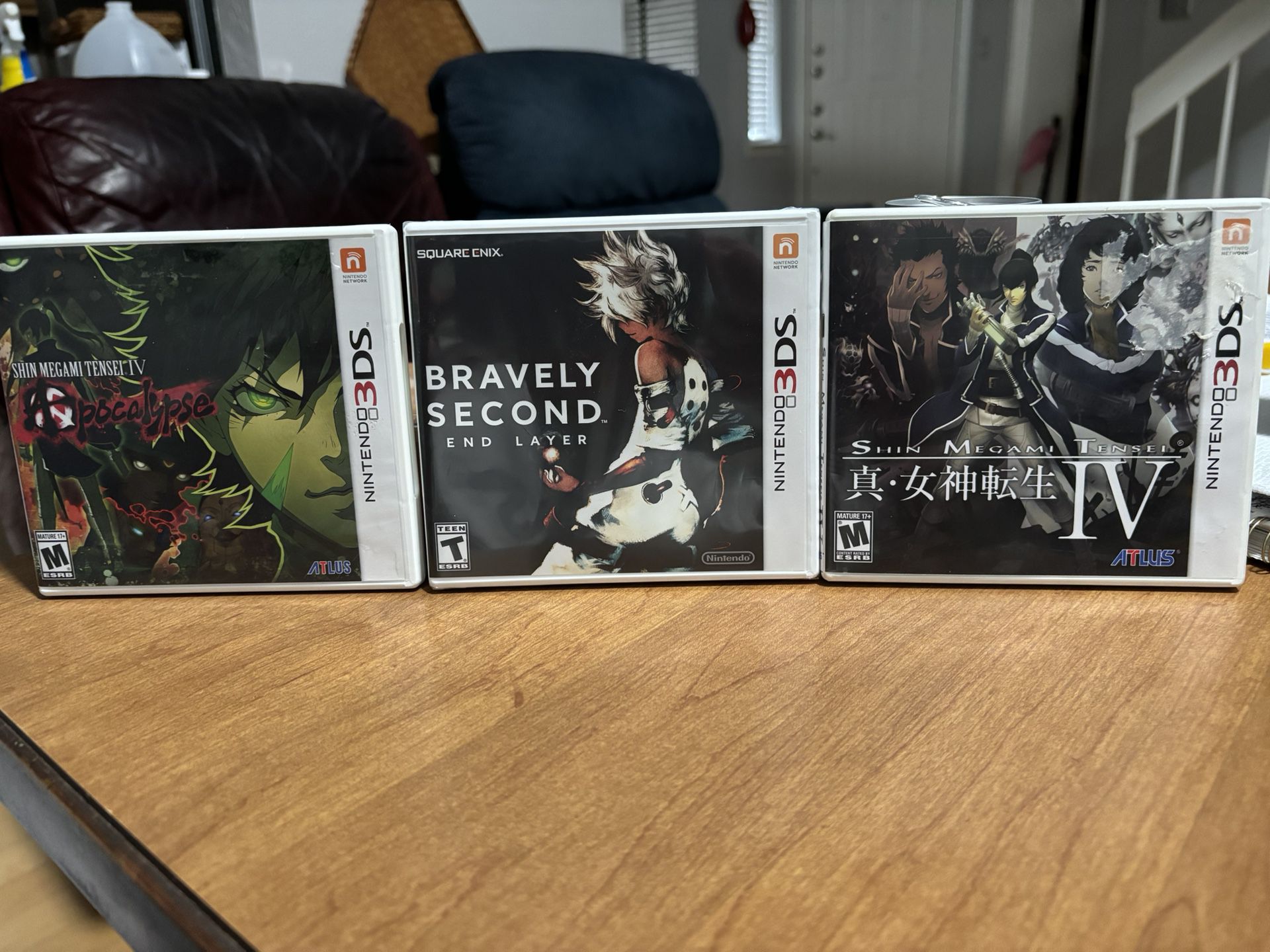 Set Of 3 Nintendo 3DS Games! Factory Sealed Bravely Second, Shin Megami Tensei IV and Apocalypse (used)