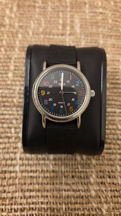Like New Timex Indiglo Black Sunburst Dial Multi-Color Quartz Watch
