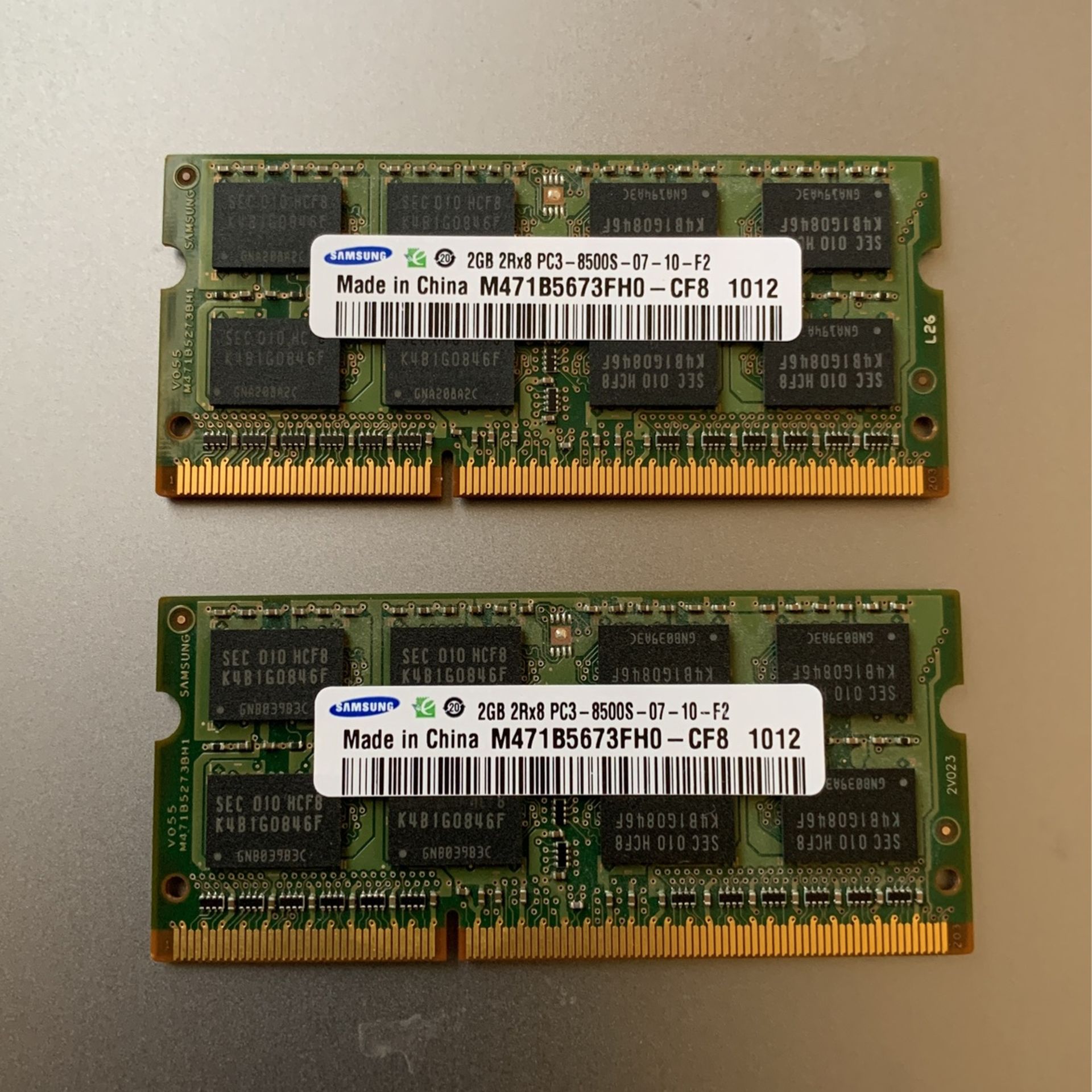 Samsung notebook DDR3 RAM, M471B5673FH0-CF8, 2GB 2Rx8 PC3 - 8500S - 07- 10 -F2 RAM Memory Module
