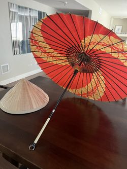 Umbrella and Straw Hat