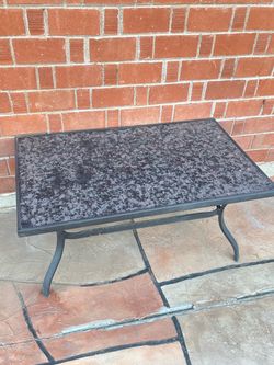 Outdoor Patio Metal Coffee Table Tempered Glass