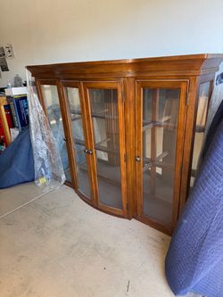 Wood and Glass Display Cabinet Hutch
