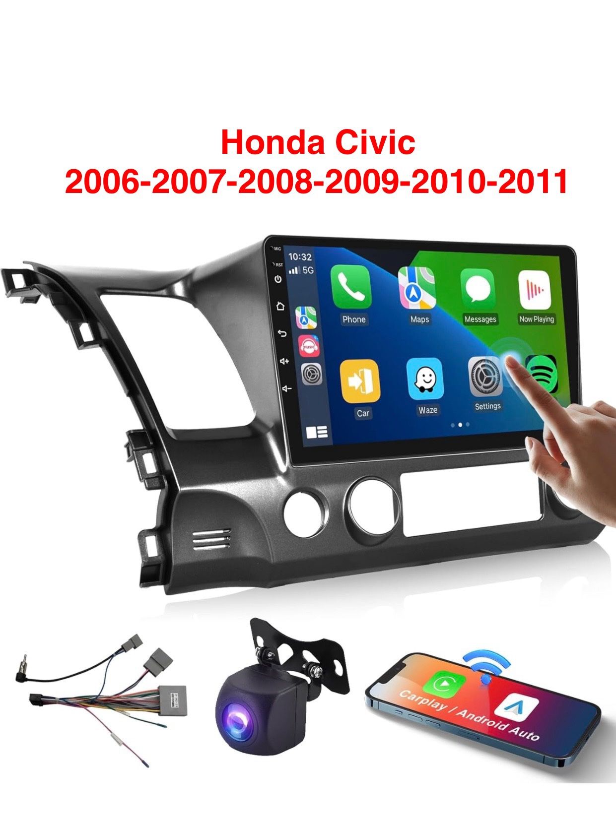 Wireless Apple Carplay Screen car 10” for Civic 2006-07-08-09-10-2011 🔥$122🔥PRICE WITHOUT INSTALLATION