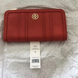 Tory Burch Coral Zip Around Wallet