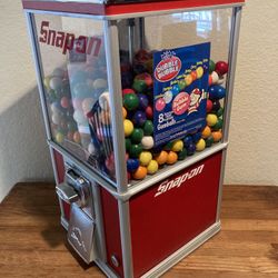Snap-on Gumball Machine Large New with 1000 large gumballs, No Key. 22" Tall. 