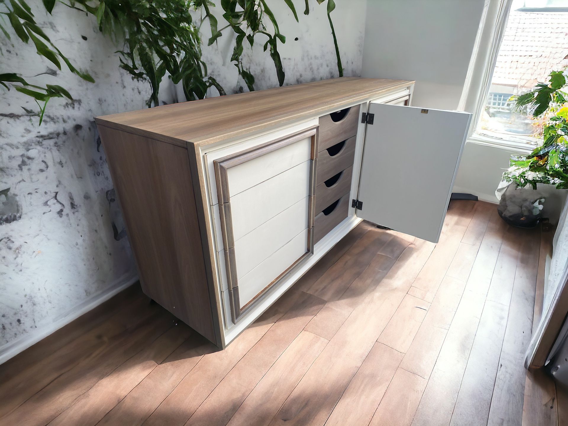 💫 Refinished White&Wood Dresser•