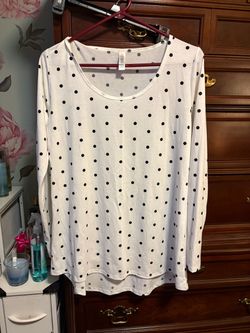 White Polka Dot Long Sleeve Top