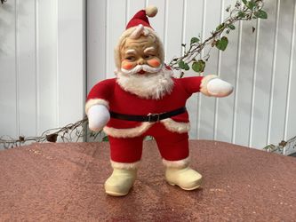 Vintage Santa Claus Figure Red Felt Faux Fur Christmas Decor