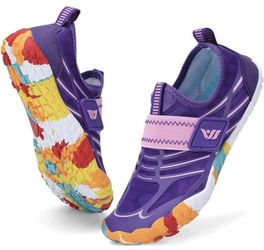 Merence Boys & Girls Water Shoes - Purple Multi-Color Sole - Lightweight Aqua Athletic Sneakers EU 33/US Size: 2, Big Kids 8/9 Years 