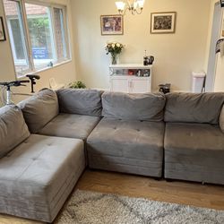 Gray Sectional Couch (With Or Without Ottoman)