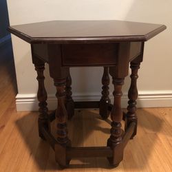 Vintage Harden Model 475 Hexagonal Solid Cherry End Table 