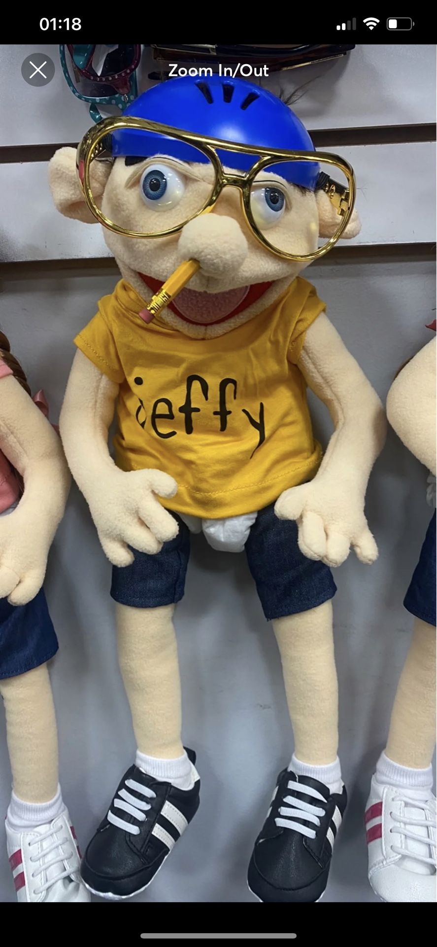 Jeffy Puppet; Jeffy Hand Puppet With Gold Glasses