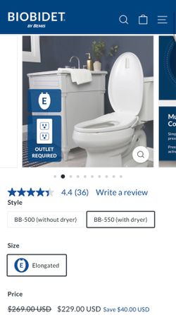 Bio-Bidet 550 (Elongated, never installed or used)