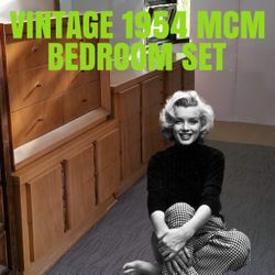 1954 American Of Martinsville Mid Century Modern Bedroom Set Chest Dresser  Mirror  Delivery Tag 