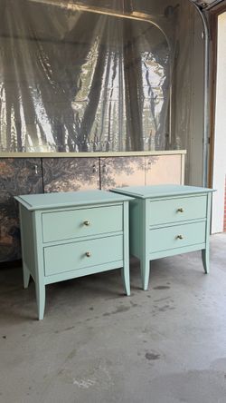 Modern Solid Wood Nightstands in Light Blue