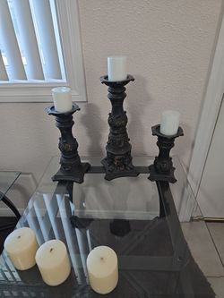 3 Candle Holders Set w/candles.