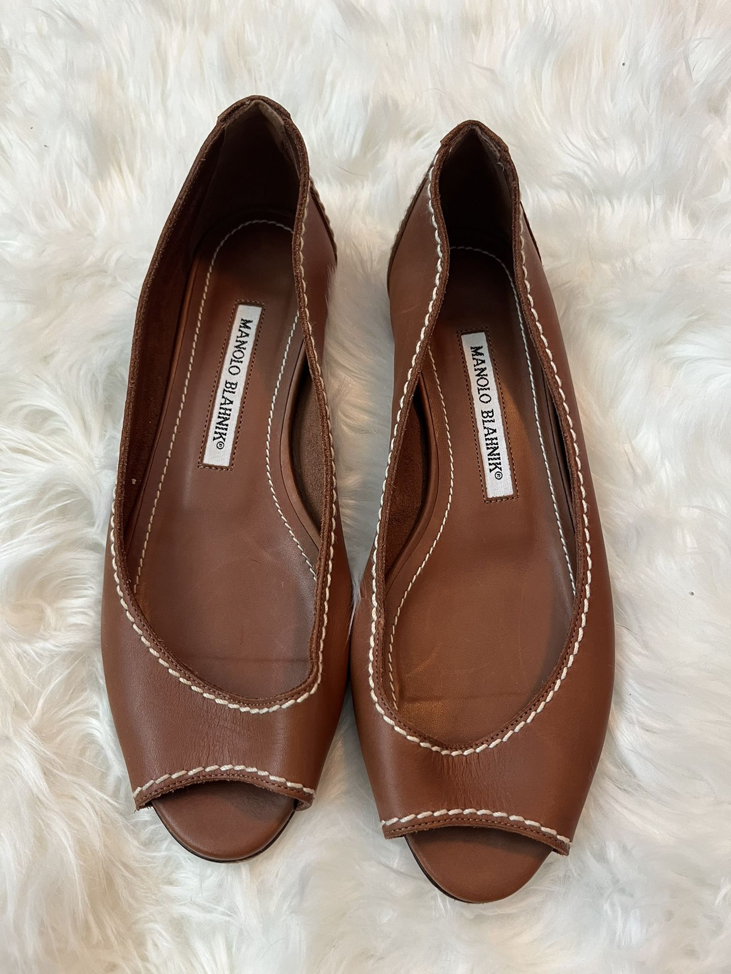 Brown Leather Manolo Blahnik Flats