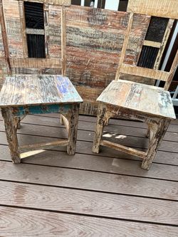 Custom Reclaimed Wood Dining Set - 4ft Table & Carved Artisan Chairs (Cedros Ave / Solana Beach)
