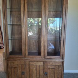 Drexel Wood Glass Display Cabinet Hutch