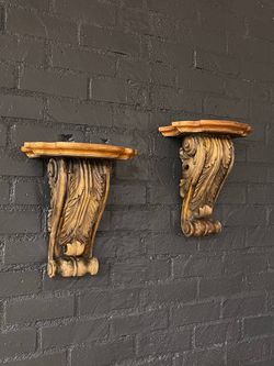 Pair of Classical Italian Painted & Carved Wood Wall Brackets, c.1940’s
- Delivery Available